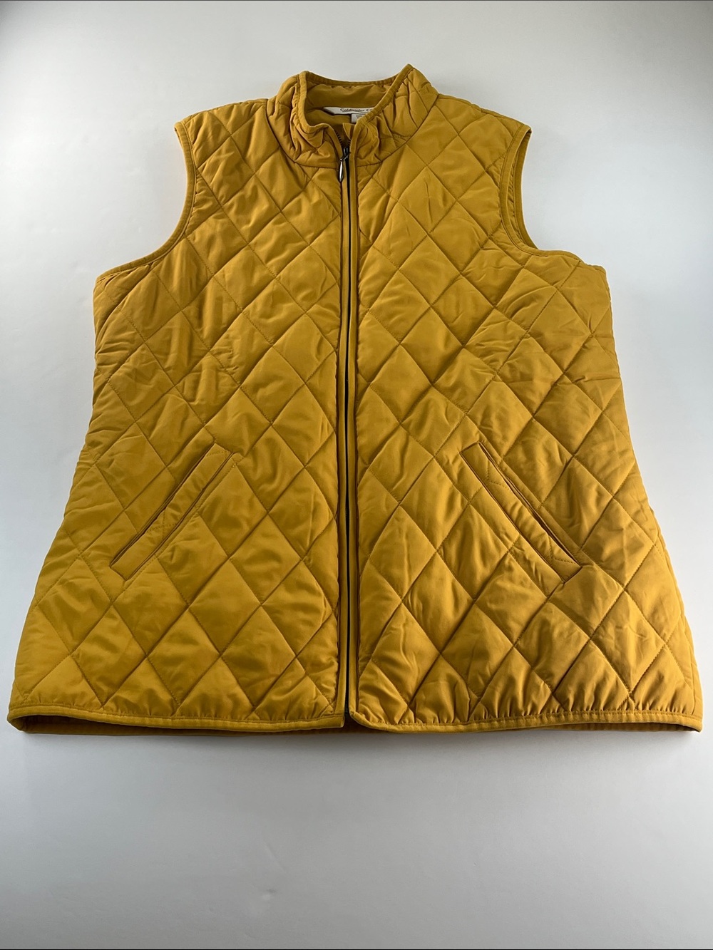 Coldwater Creek Quilted Golden Yellow Zip-Up Vest Sz M